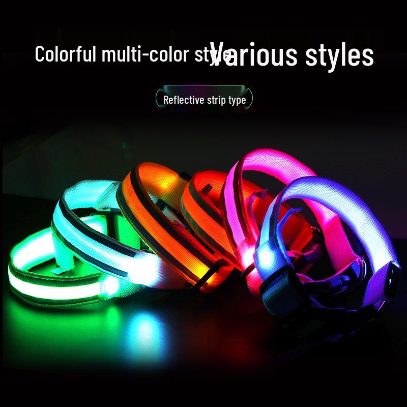 Rechargeable Luminous Reflective Dog Collar for Nighttime Walks
