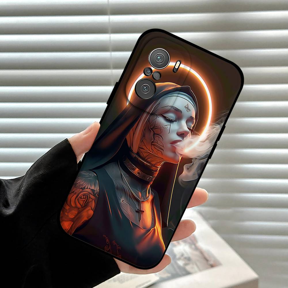 

Nuns Beauty Phone Case For Xiaomi 11/12 Redmi Note 11/5G 8T 12S Ultra Black Compatible Mobile Accessory RedmiNote10pro