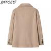 BITCED Fashionable Oversized Collar Wool Fleece Coat for Women Spring/Fall Single-Breasted Long-Sleeve Elegant Coat