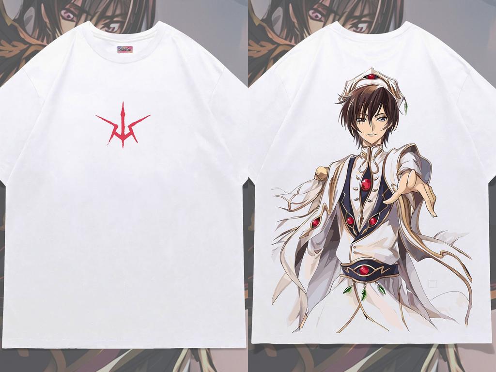 Classic Japanese Anime Emperor Lelouch Tee Men Women T-shirts Oversized Y2k Heavy Cotton Female Male Clothes Comfortable Tops