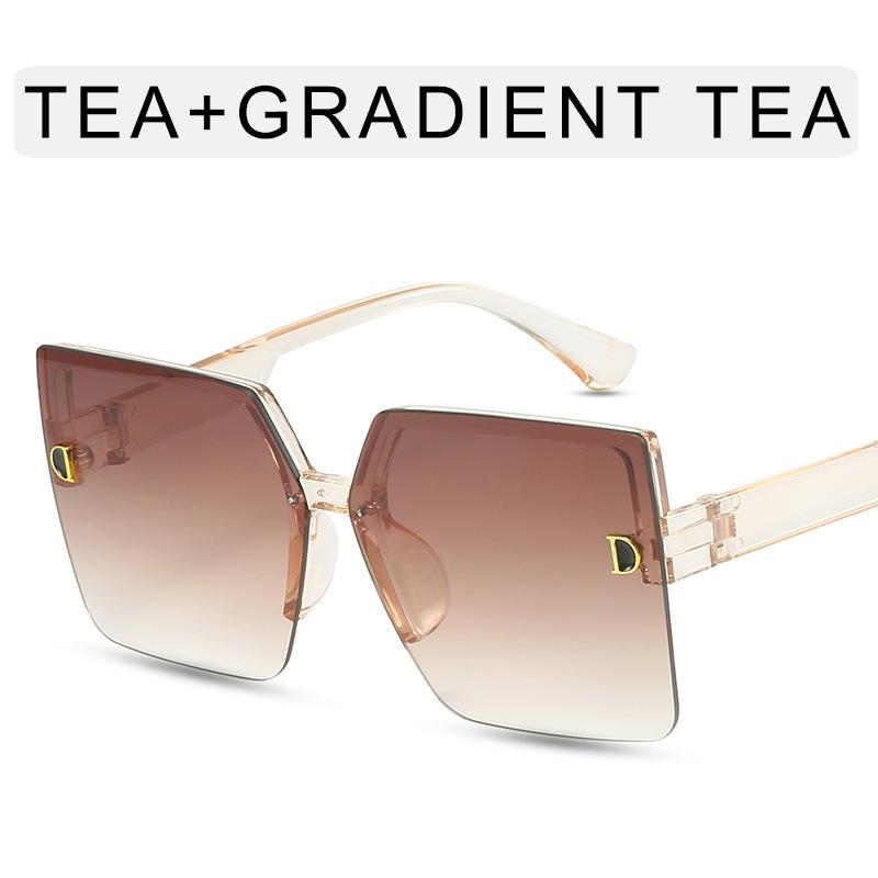 Fashion Trendy Women Sunglasses Square Shape Big Frame Semi-rimless Sunglasses Female High Quality Women Sun glasses