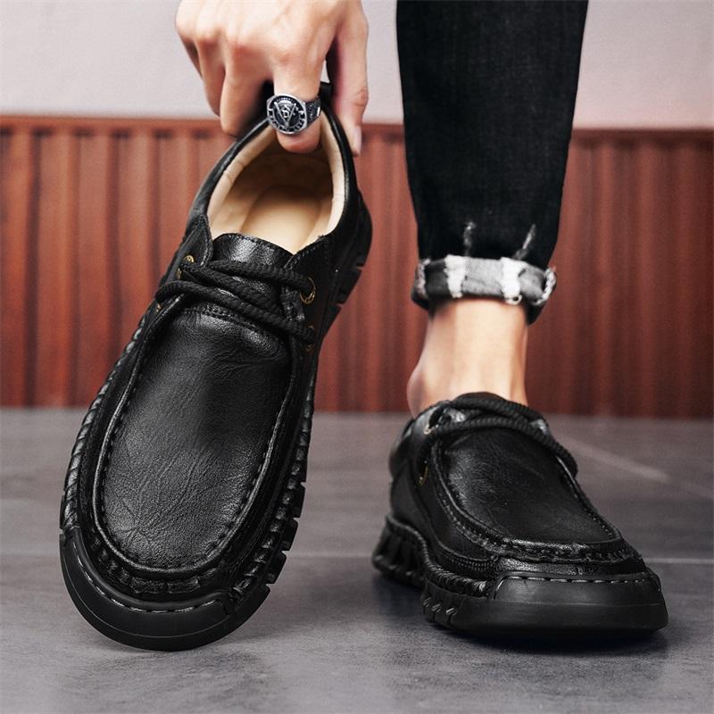 Fashion Fashion Men Sneakers Handmade Sewing Casual Shoes Leather Lace-Up Men Shoes Walking Sneakers Men Moccasins Zapatillas Hombre