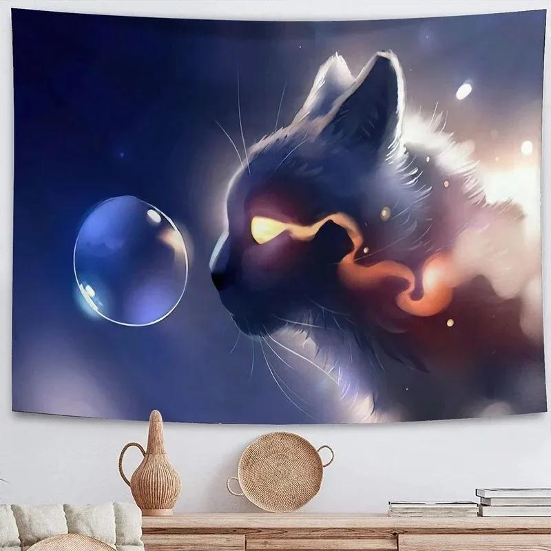 Fantasy Space Kitten Hanging Cloth Office Living Room Tapestry Home Wall Decoration Tapestry