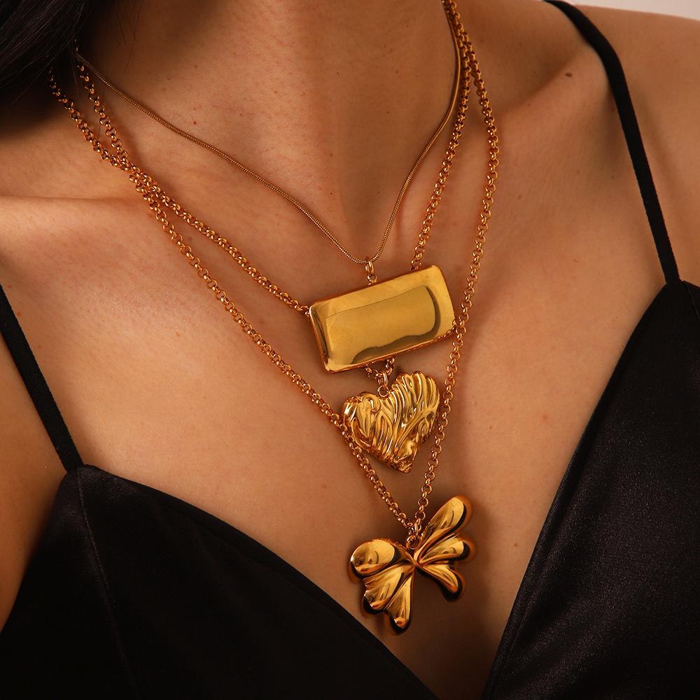 Yori Trendy Heart Butterfly Fashion Pendant Clavicle Necklace for Women Stylish Unique Rust Proof Metal Daily Neck Jewelry Bijou