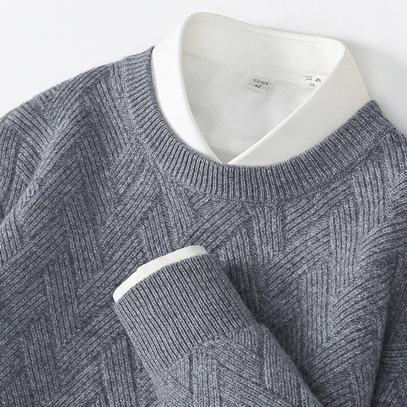 Men's 2023 Autumn/Winter Loose Wool Knit Cashmere Sweater - Thick, Warm, Casual Base Layer Sweater