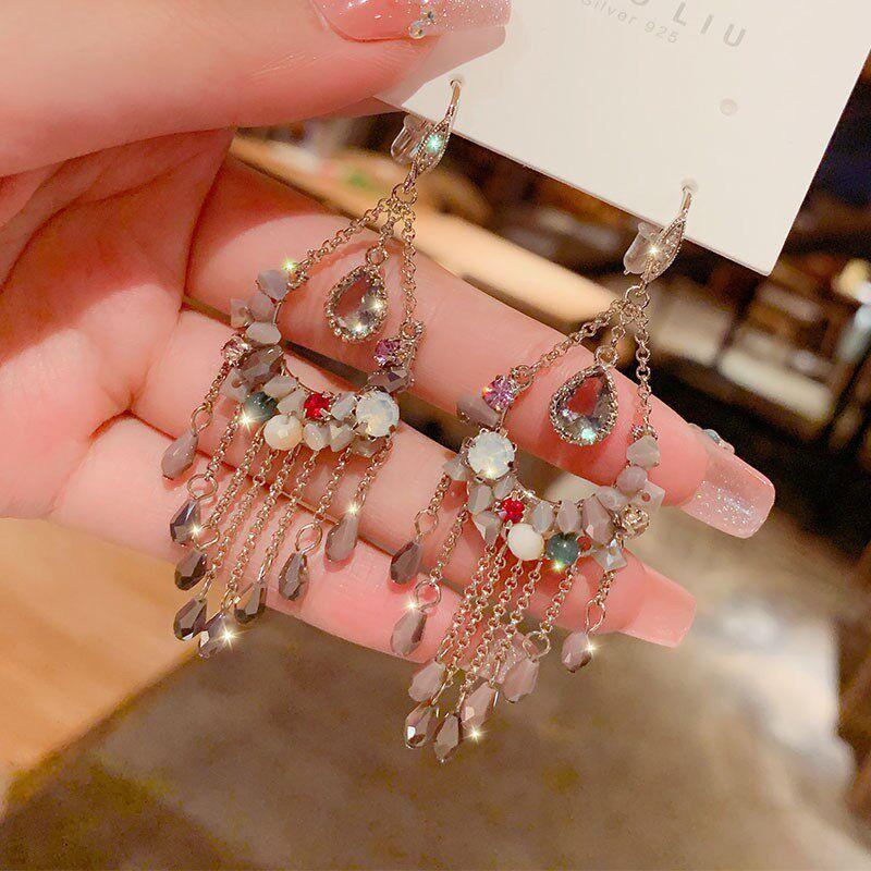 

Easiest for Match Retro Long European and American Face Slimming Tassel Earrings The Actual Color Is Darker D1-35