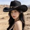 Summer New Ethnic Style Men's and Women's Knight Hat American Versatile Big Edge Top Hat Travel Photo Cowboy Hat
