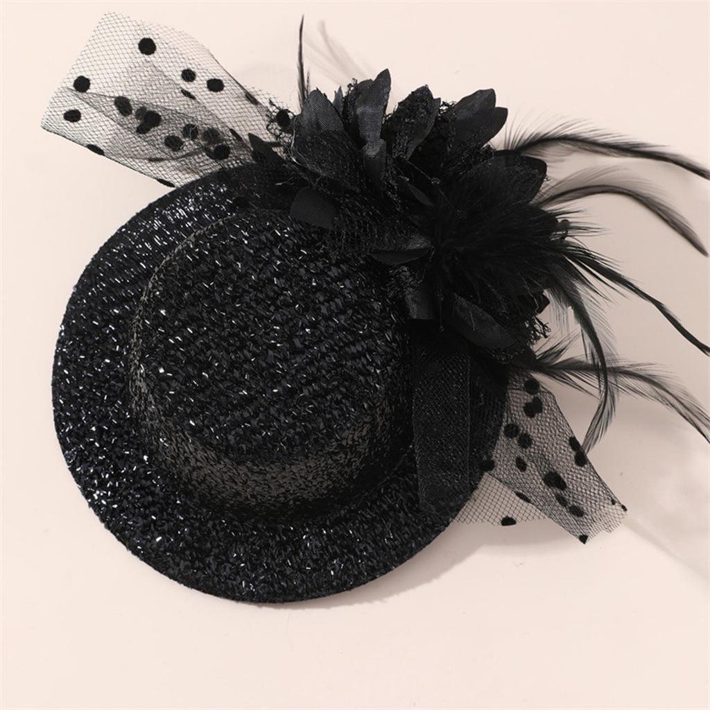 20s Theme Party Mesh Fascinator Hat Hair Clip with Flower Clipon Hat Masquerades Cocktail Party Dressingup Accessories