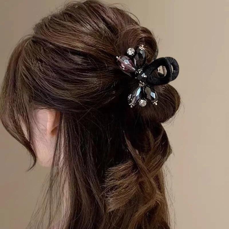 Crystal Half-Up Hair Clip Exquisite Rhinestone Side Hair Clip Shark Clip For Women