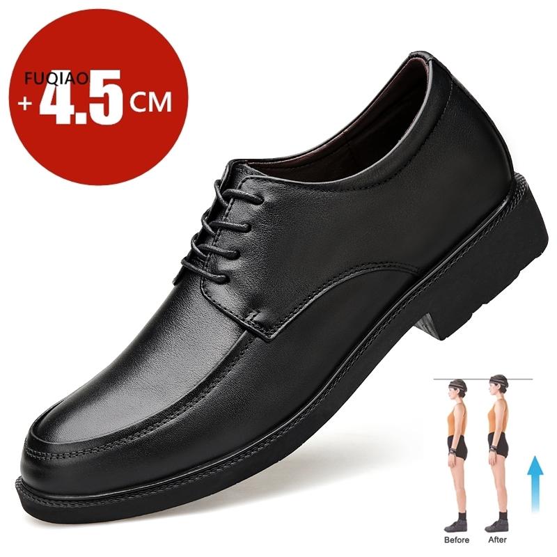 High Quality Genuine Cow Leather Men Dress Shoes Hidden Heel Elevator Shoes 4.5CM Height Increased Shoes For Men Wedding