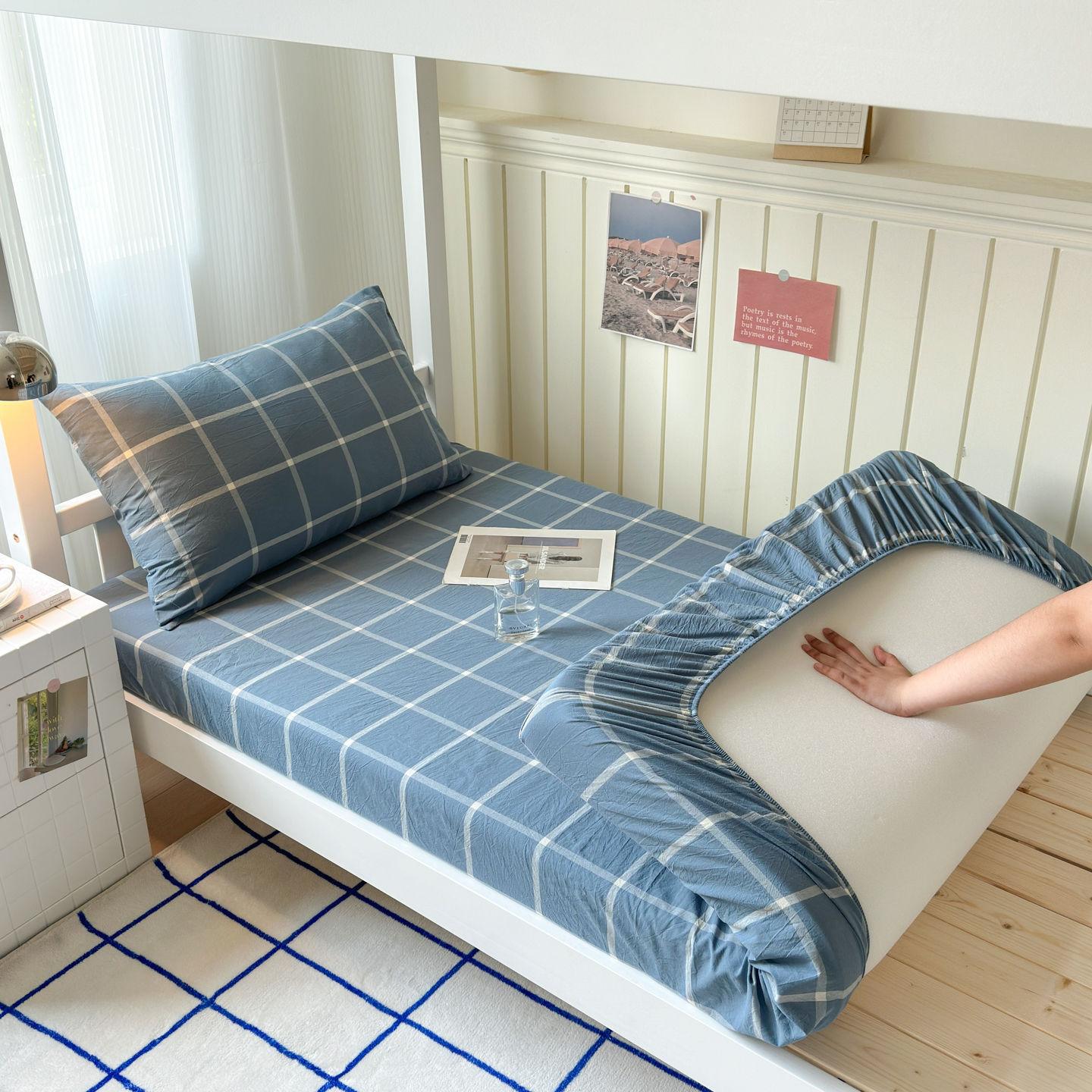 

Student Dormitory Bedsheet Made of 100% Cotton Skin Friendly Washed Cotton Bed Cover Not Including Pillowcase Protective Cover 90x200x15cm