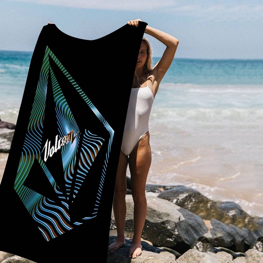 V-Volcoms LOGO Beach Towel Colorful Bath Towels For Girl Microfiber Quick Dry Sand Free Beach Yoga Spa Gym Pool