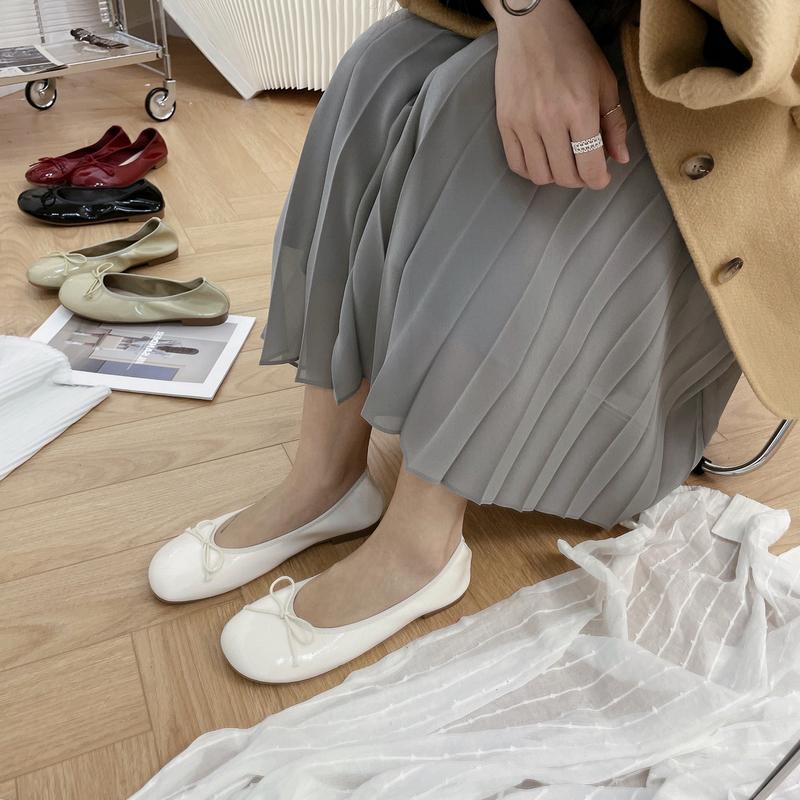 Fashion Women's Fashion Low Heel Shoes Autumn New Round Head Shallow Mouth Butterfly Knot Soft Sole Slip-off Low-top Shoes