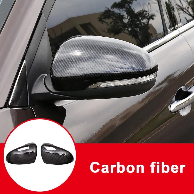 

ABS Carbon Car Rearview Mirror Cover Side Wing Cap Shell Case Trims For Hyundai Tucson 2015 2016 2017 2018 Accessories Carbon fiber