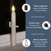 6-Pack Sensor Dusk To Dawn Window Candles with Suction Cups, Ivory Striped Candle Holders, Roman Column Christmas Window Candles, Battery Operated