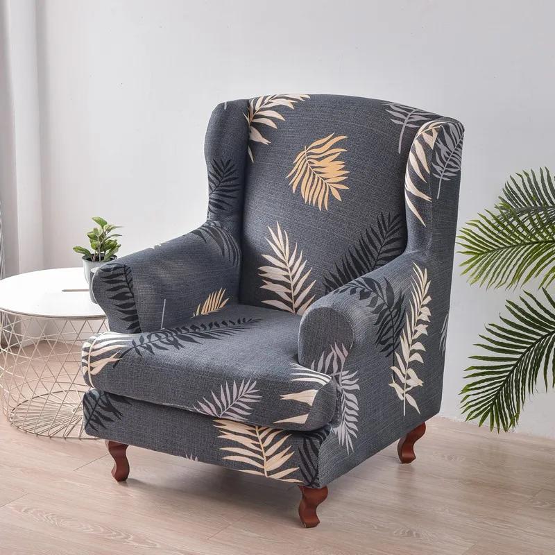 Coperture per Poltrona Alare con Stampa Floreale Copertura per Poltrona Estensibile con Copertura per Cuscino Seduta Copridivani Elastici Copertura per Divano Kingback Casa