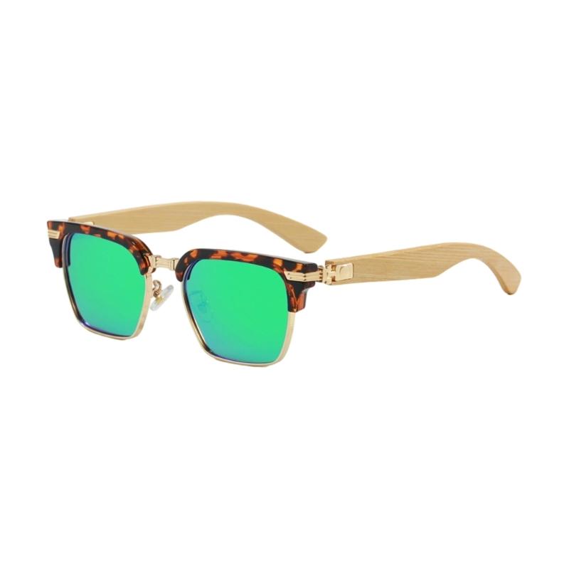 

Lightweight Metal Frame Sunglasses With Bamboos Wood Detail Friendly UV400 Sunglasses For Men Women