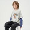 Montagut Boys' Faux Two-Piece Plaid Sleeve Long Sleeve T-Shirt