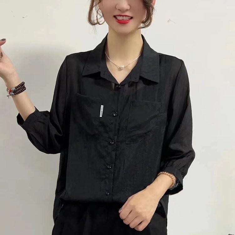 Spring 2026 Stylish Lapel Short Sleeve Solid Top for Middle-aged and Elderly Women
