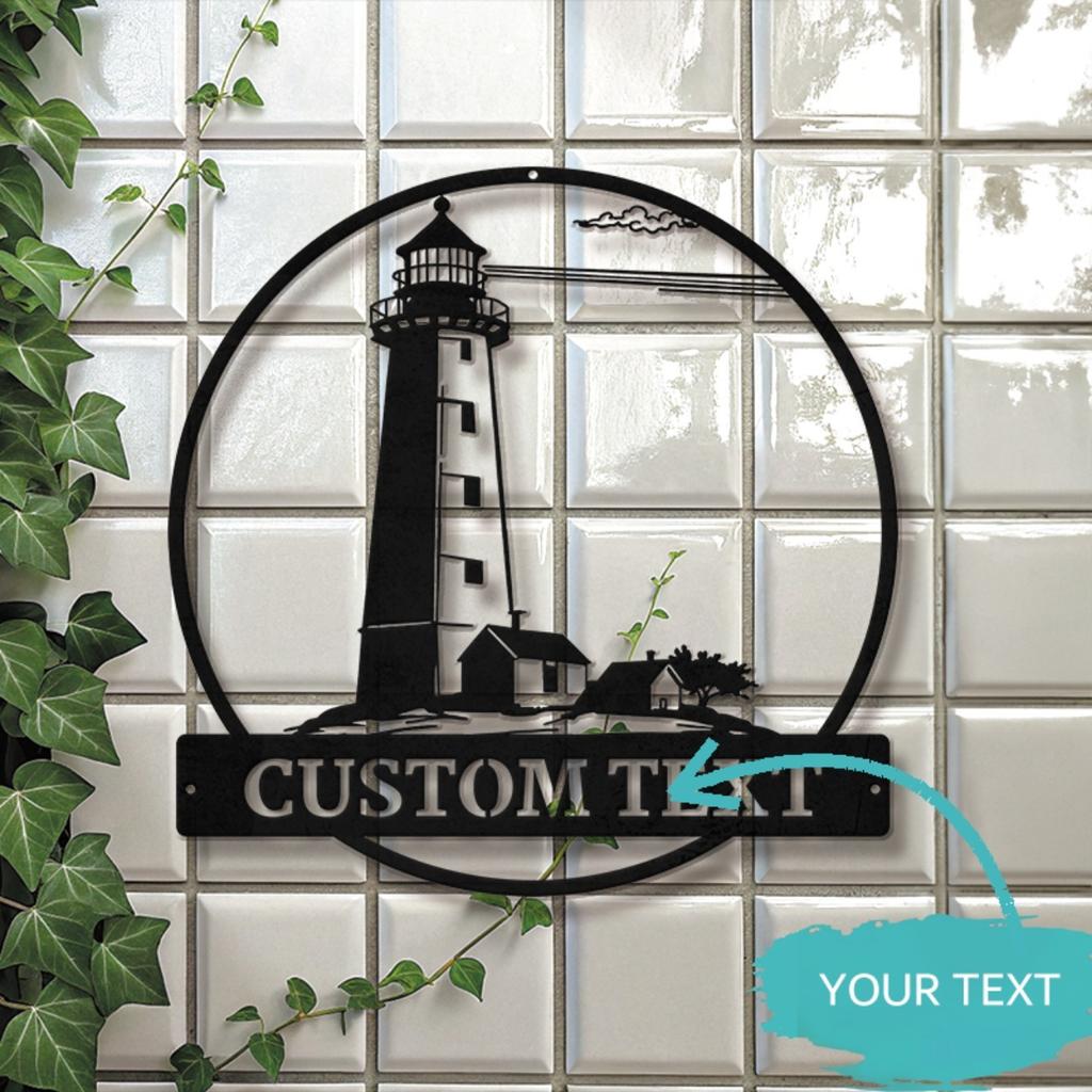 Custom Lighthouse Metal Sign Personalized Nautical Wall Art Home Coastal Decor Rustic Handcrafted Gift