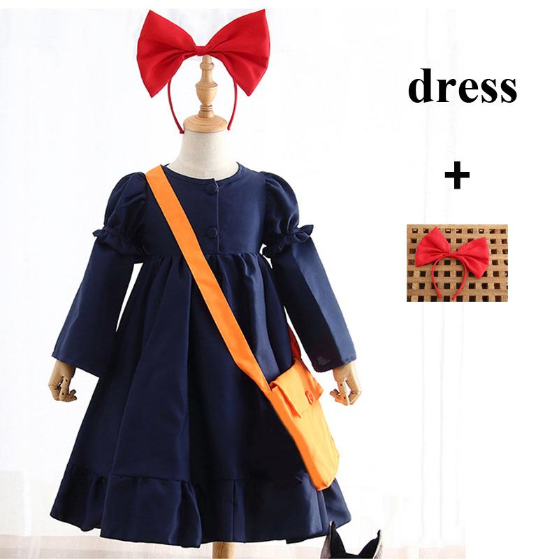 

Halloween Children s Costume Witch House Emergency Anime Cos Japanese Dress Children s Clothing Performance Costume Witch Kiki 90cm（80-90） синий
