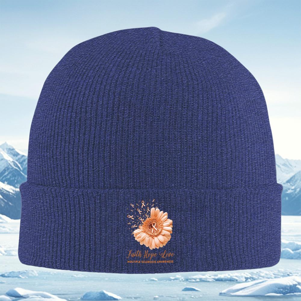 

Flower Ribbons Faith Hope Love Awareness Men Women Unisex Knitted Hat Beanie Pullover Cap Winter Thermal Warm Christmas Outdoor