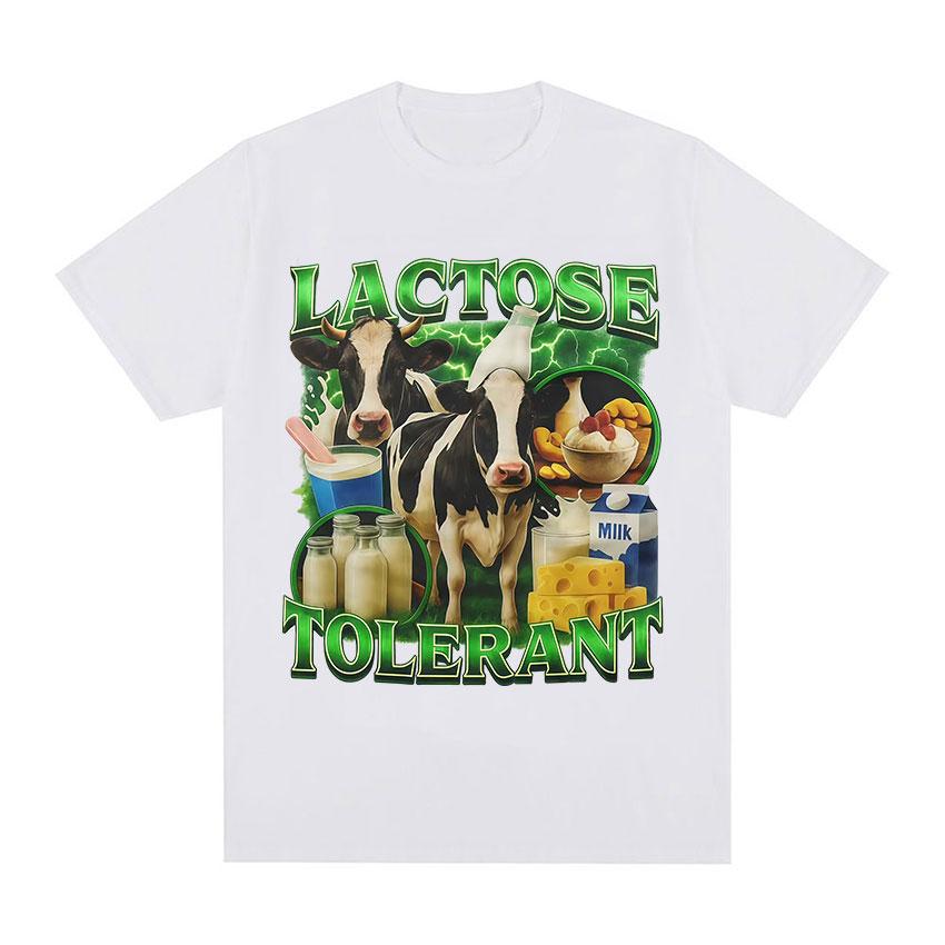 Laktóza Tolerantní Kráva Vtipný Mléčný Milovník Meme Grafika 100% Bavlna Pánské tričko Harajuku styl letní dámská móda oversized Tričko