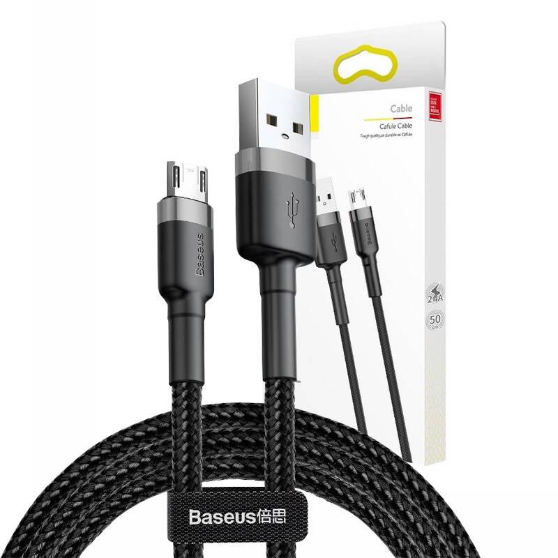 Kabel Usb Do Micro Usb Baseus Cafule 2.4A 1M (Szaro-Czarny)
