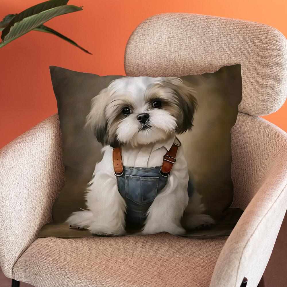 Krásný povlak na polštář Shih Tzu Měkké povlaky na polštáře pro dekoraci farmářské pohovky Domácí dekorace a Ochranný povlak na polštář
