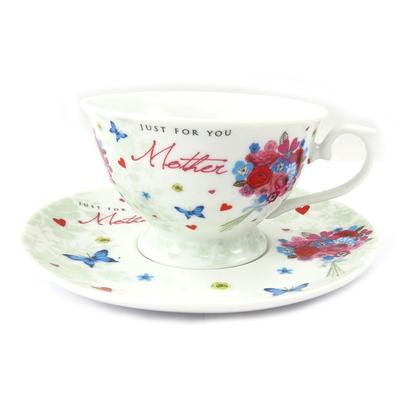[K3489] - Porselen Kupa 'Romantik Buket' Sadece Senin İçin Anne - 120x65 mm