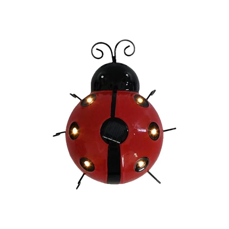 Solar Ladybug Light Outdoor Waterproof LED Garden Decor Wall Hanging Lawn Pathway Landscape Lighting for Yard Patio Statue