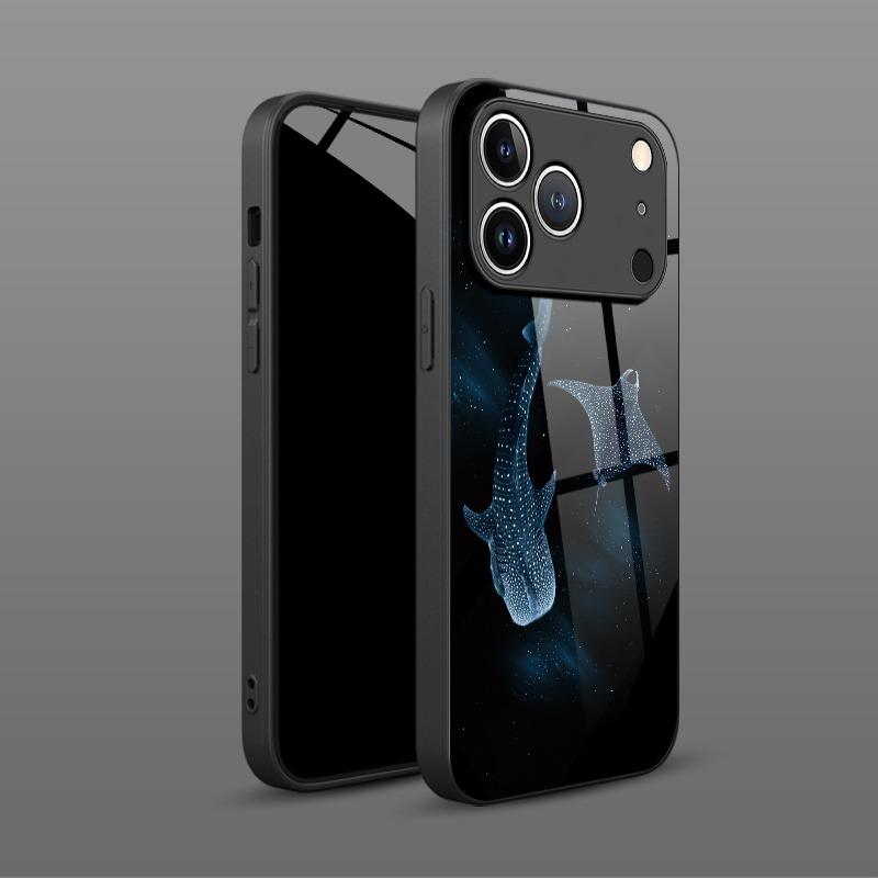 Deep Sea Starry Sky Whale Shark Tempered Glass Phone Case For iPhone 17 16 15 14 13 12 11 Pro Max 17 Air 7 8 Plus XS X XR Cover
