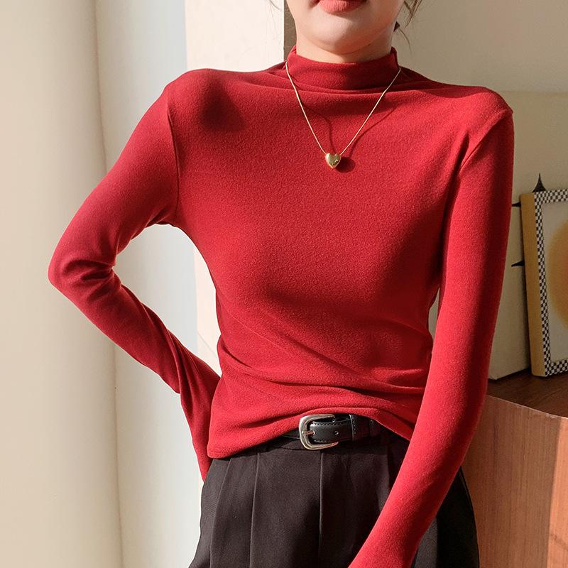 

67 bottoming shirt, new semi-turtleneck slim fit, solid color warm woman inside Xxl fits 67.5-80kg