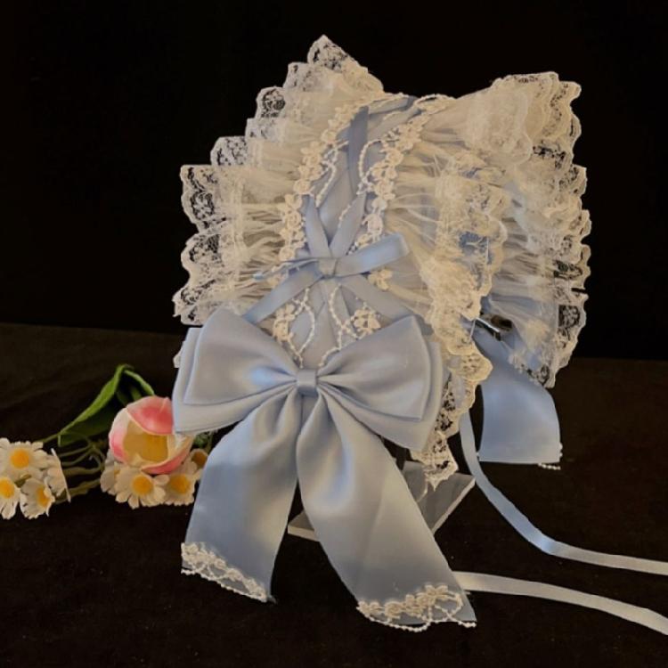 French Maid Headdress Bowknot Lace Headband Ruffle Lace Headpiece Lolitas Lace Bowknot Headwear Hair Accessories Gifts