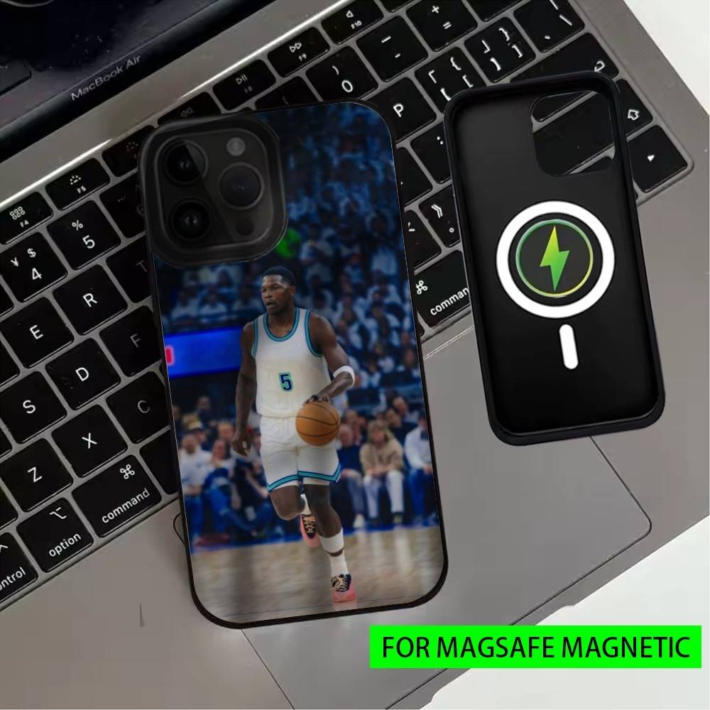 Basketbalová hvězda A-Anthony Edwards Pouzdro na telefon Pro iPhone17,16,15,14,13,12,11 Plus,Pro Max Magnetické Pro Magsafe Bezdrátové nabíjení