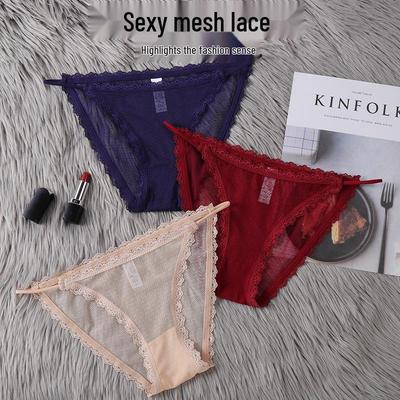 New Women's Seamless Lace Panties - Breathable, Transparent, Pure Cotton Crotch, Plus Size, Tempting Triangle.