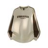 Mens Crew Neck Sweatshirt Loose Fit Letter Print Long Sleeve Top Casual Plus Size