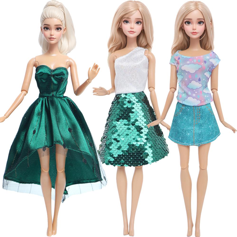

3 шт./компл. Модная одежда и аксессуары для куклы Барби 11,5 Кукла принцесса для девочки Блестящее розовое белое фиолетовое платье Наряд Детская игрушка подарок