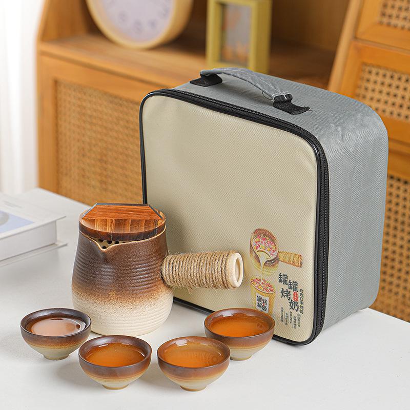 Fire-friendly Ceramic Tea Pot Set: Heat-resistant, perfect for roasting tea, boiling milk, and open flame cooking.