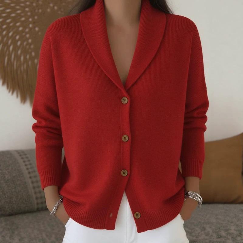 Cárdigan de punto para mujer, holgado, estilo perezoso, cuello en V, color liso, manga larga