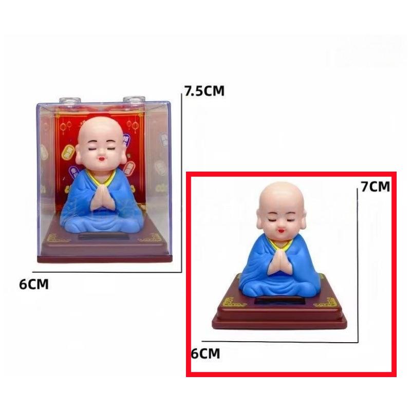 1Pcs Auto Shaking Little Monk Car Interior Accessories Toy Mini Solar Powered Little Monk Car Ornament Desktop Office Decoration