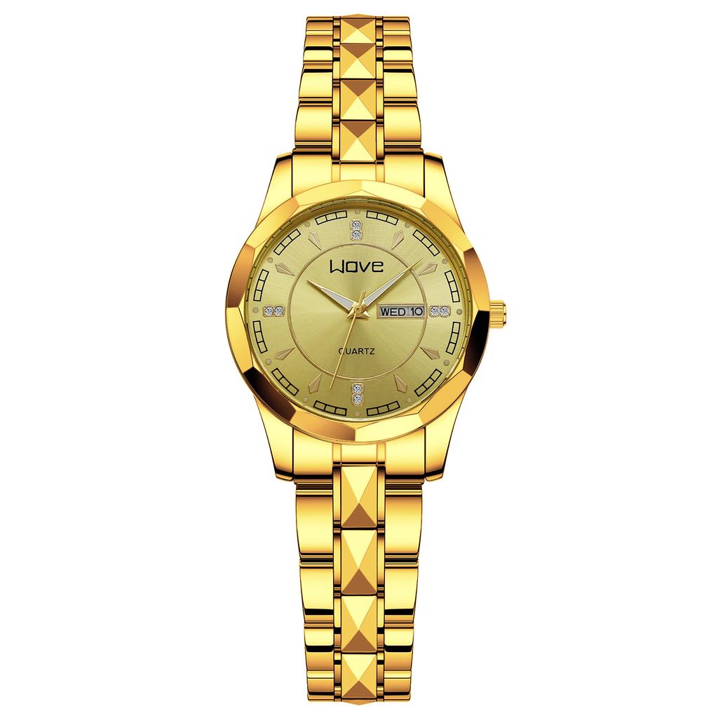 Langjue Watch Alloy Steel Belt Quartz Watch Luminous Polygonal Dial Watch Calendar Fashion Couple Watch