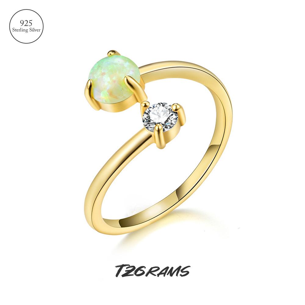 

Кольца из стерлингового серебра 925 пробы из 18-каратного натурального золота с опаловым цирконием Женское минималистичное кольцо на пальце Бесплатная доставка Украшения на день рождения