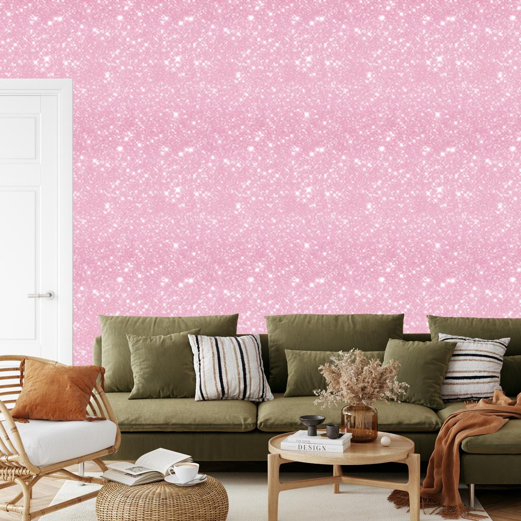 Powder pink and white glitter wallpaper, powder pink background 50x1000