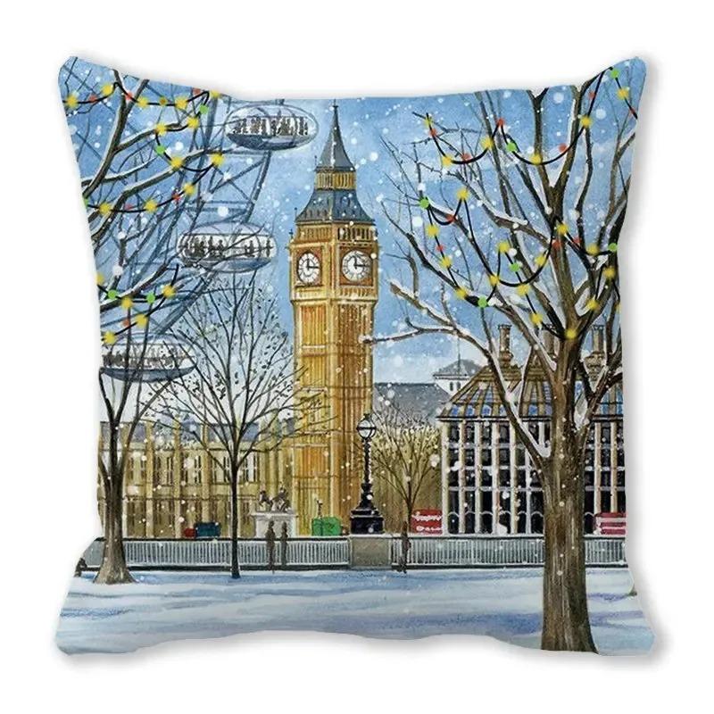 Christmas Themed Pillowcases Car Accessories Office Santa Claus Living Room Sofa Home Pillowcases