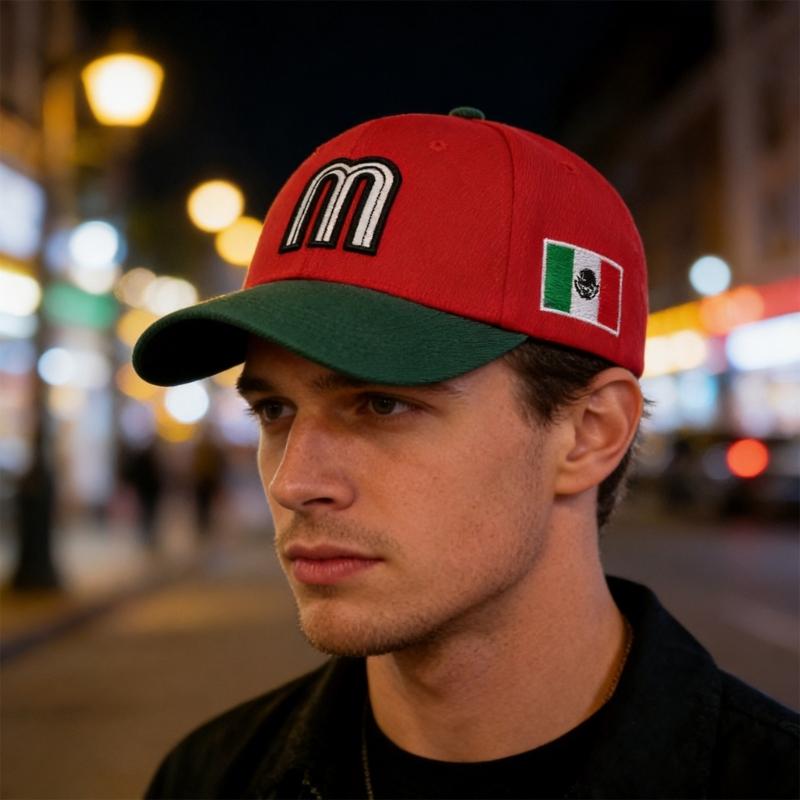 Mexico M Letter Embroidered Baseball Cap Adjustable Cotton Polyester Blend Sunhat For Men Women Kids