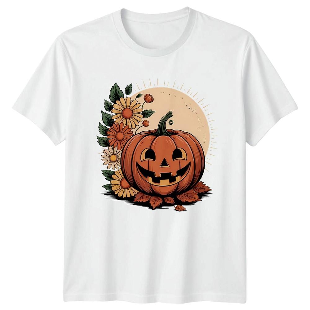 Jack O Lantern Floral Halloween TShirt Autumn Fall Leaves Gift For Him Her S