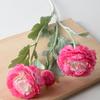 Artificial Ranunculus Flower Faux Silk Ranunculus Bouquet with 2 Heads Full Blooms And 1 Bud for Floral Arrangement Wedding Event Centerpiece