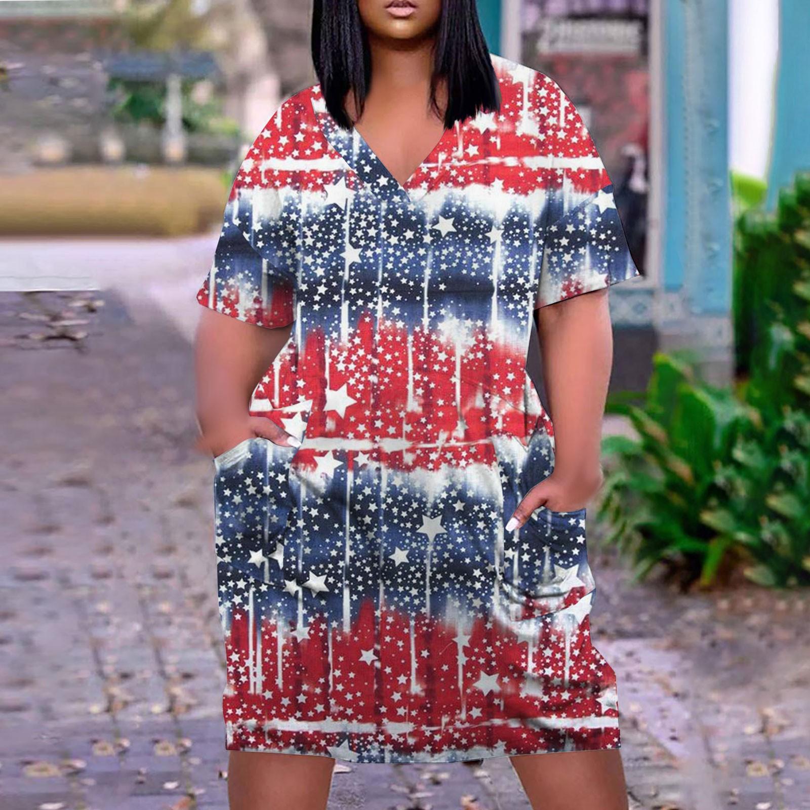 

Женское летнее повседневное платье больших размеров с V-образным вырезом и коротким рукавом с карманом до колена XL