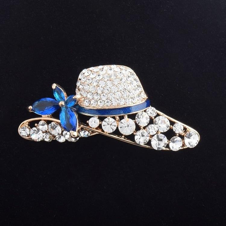 Hat Brooches for Women Casual Party Dresses Hollow Blue Butterfly Hat Style Brooch AVE
